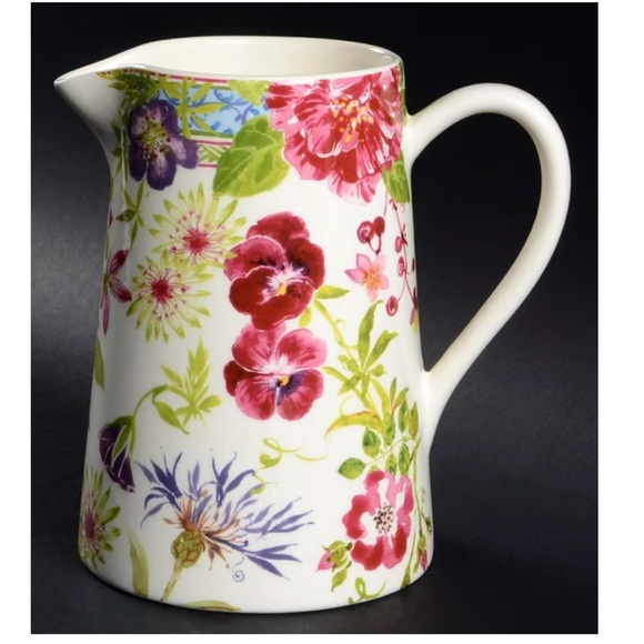 Gien France Millefleurs Floral Pitcher 6.75” Tall Isabelle de Borchgrave
